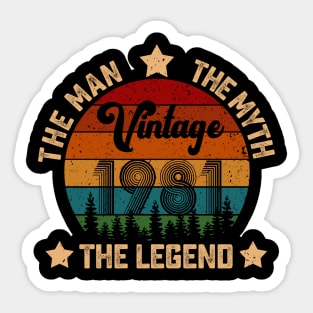 Father's Day Shirt Vintage 1981 The Men Myth Legend 39th Birthday Gift Sticker
